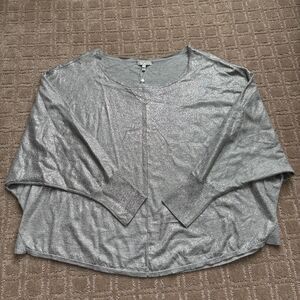 Joie Cosabella Dolman Sleeve Wool Sweater Metallic Foil Gray Knit Medium NWT